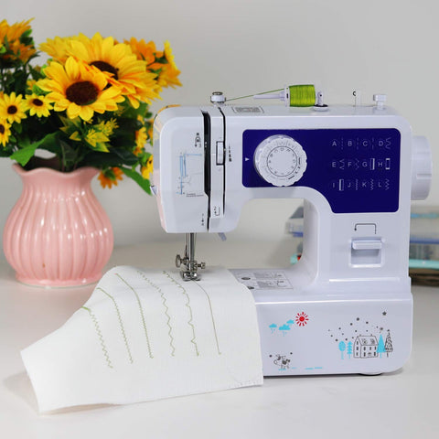 Luby Sewing Machine with 12 Built-in Stitches & Free Arm, Portable, Lightweig...