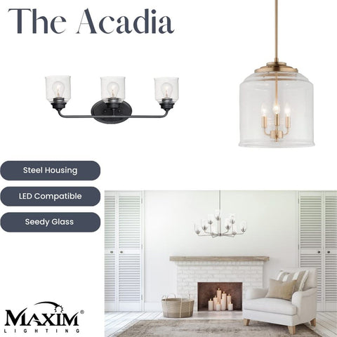 Maxim 12273CDBK Acadia Three Candelabra Light Seedy Glass Bell Foyer Pendant ...