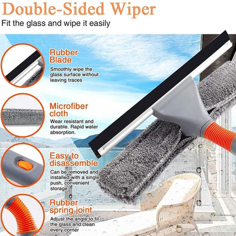 Baban Window Squeegee Cleaner, 2 in 1 Window Cleaning Tool with Straight Exte...