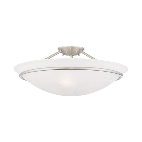 Livex Lighting 4825-91 Newburgh 3-Light Ceiling Mount, Brushed Nickel