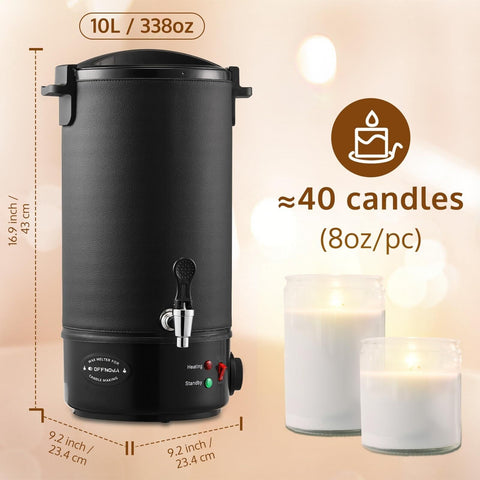 OFFNOVA Wax Melter for Candle Making, 10L Large Electric Wax Melting Pot with...