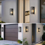 Outdoor Wall Lantern, Black Exterior Sconce Light Fixtures, 14'' H Modern Rus...