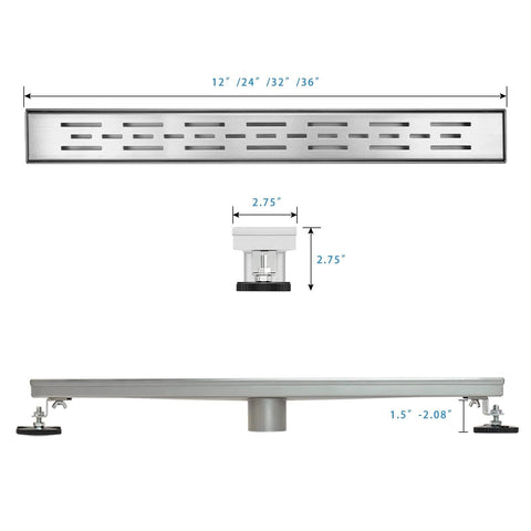 Linear Shower Drain, Shower Drain 48 inch with Bar Pattern Grate, Durable AIS...