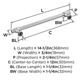 Amerock BP5406526 | Polished Chrome Appliance Pull | 12 inch (305mm) Center-t...