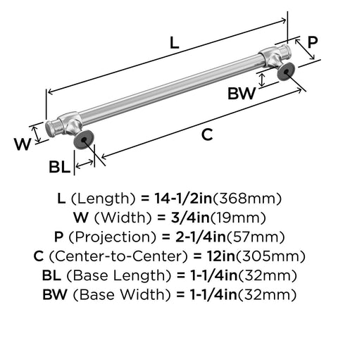 Amerock BP5406526 | Polished Chrome Appliance Pull | 12 inch (305mm) Center-t...