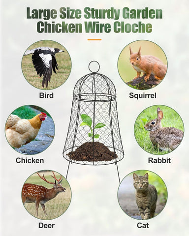 Chicken Wire Cloche for Outdoor Plants, Chicken Wire Plant Protector, Large G...