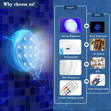 VeoeV Rechargeable Pool Lights with Remote, Waterproof Color Changing LED wit...