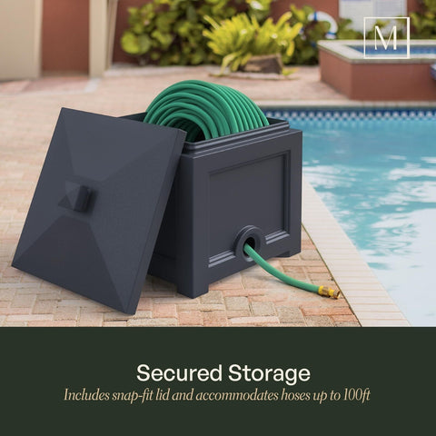 Mayne Fairfield Garden Hose Bin - Black - 17in L x 17in W x 18in H - Holds up...