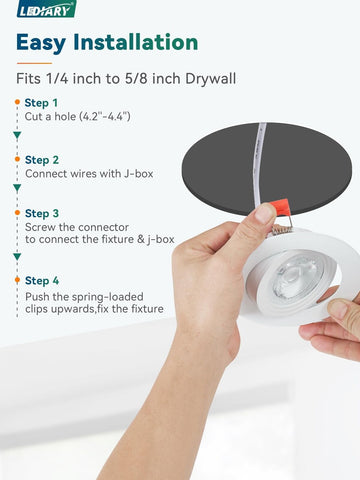 LEDIARY 12 Pack Gimbal LED Recessed Lighting 4 Inch, 5CCT Adjustable Recessed...