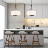 LALUZ Drum Lighting Chandelier, Farmhouse Chandeliers for Dining Room, Kitche...