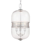 Cayce Collection 3-Light Clear Glass Global Pendant Light Polished Chrome