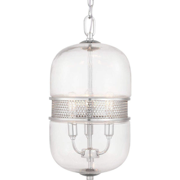 Cayce Collection 3-Light Clear Glass Global Pendant Light Polished Chrome