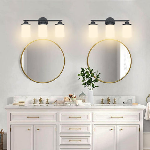 Matte Black Bathroom Light Fixtures,3-Light Black Vanity Lights,Black Bathroo...