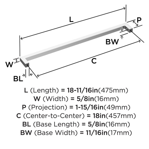 Amerock BP5404626 | Polished Chrome Appliance Pull | 18 inch (457mm) Center-t...