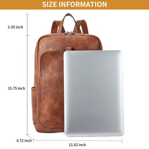BROMEN Leather Laptop Backpack for Women 15.6 inch Computer Business Travel P...