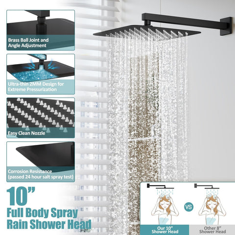 ESNBIA Shower System, Black Shower Faucet Set with Shower Head and Handle Set...