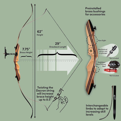 KESHES Takedown Recurve Bow and Arrow Set for Adults & Teens 62" - 15-60lb Dr...