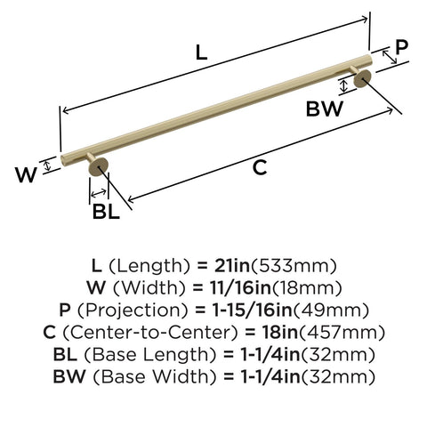 Amerock BP54051BBZ | Golden Champagne Appliance Pull | 18 inch (457mm) Center...