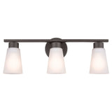 Kichler Stamos 3-Light Bathroom Vanity Light with Satin Etched Glass Shades, ...