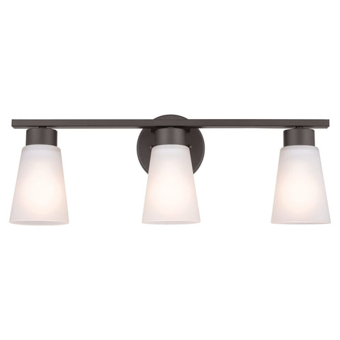 Kichler Stamos 3-Light Bathroom Vanity Light with Satin Etched Glass Shades, ...