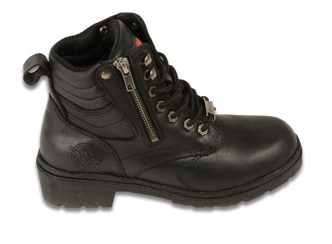 Milwaukee Leather MBL9320 Women's Premium Black Leather Lace-Up Motorycle Rid...