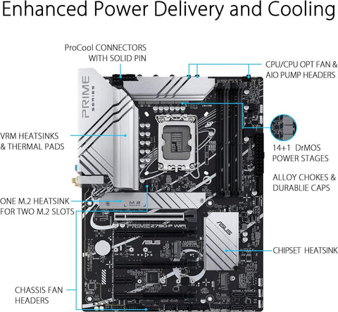 ASUS Z790-P ATX Motherboard with WiFi 6, PCIe 5.0, DDR5, 14+1 Power Stages,...