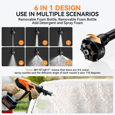 Cordless Pressure Washer, 1080 PSI 2.5 GPM Brushless Portable Pressure Washer...