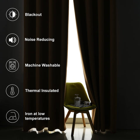 100% Blackout Curtains 106 inch Length for Bedroom, Thick Noise Reduction The...
