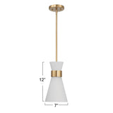 Kit - Modern Minimalist Tapered Opal Glass and Metal Ceiling Light, White and...