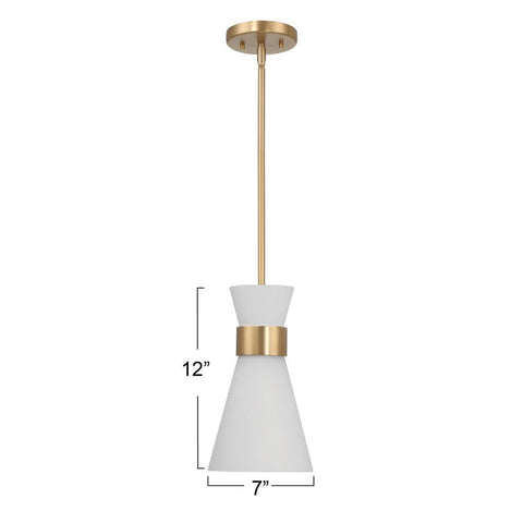 Kit - Modern Minimalist Tapered Opal Glass and Metal Ceiling Light, White and...