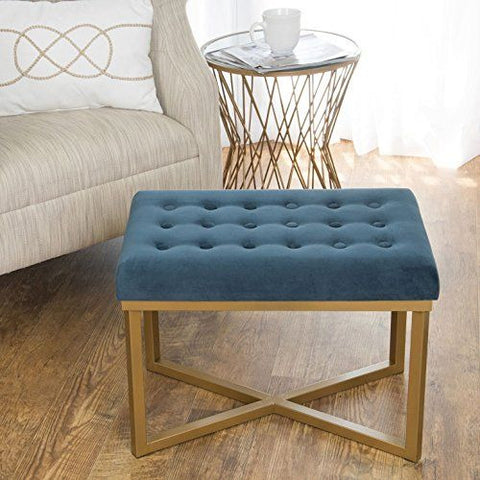 Homepop Home Decor | Upholstered Tufted 24 x 16 x 17-1/2 inches high, Blue