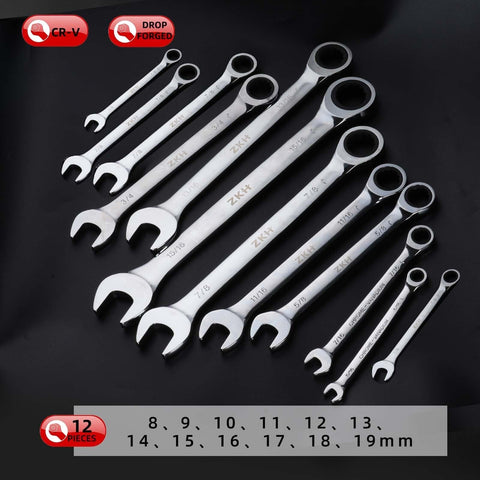 ZKH 12-Piece Ratcheting Wrench Set &#8211; Premium Alloy Steel, Quick Access Org