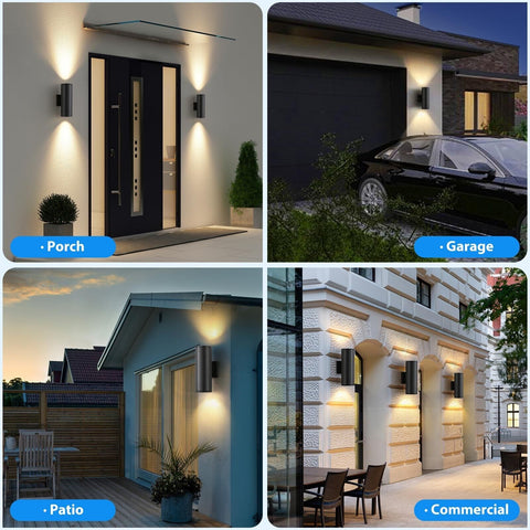 SHIMR Outdoor Wall Lights with Dusk to Dawn Sensor, Up and Down Lighting 3000...