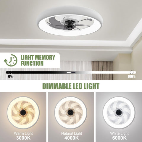 Ceiling Fans with Lights and Remote, Low Profile Ceiling Fan with Lights, 20'...