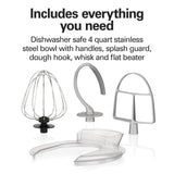 Hamilton Beach Electric Stand Mixer, 4 Quarts, Dough Hook, Flat Beater Attach...