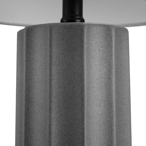 Globe Electric 61000061 20" Ribbed Ceramic Table Lamp, Dark Gray Concrete Fin...