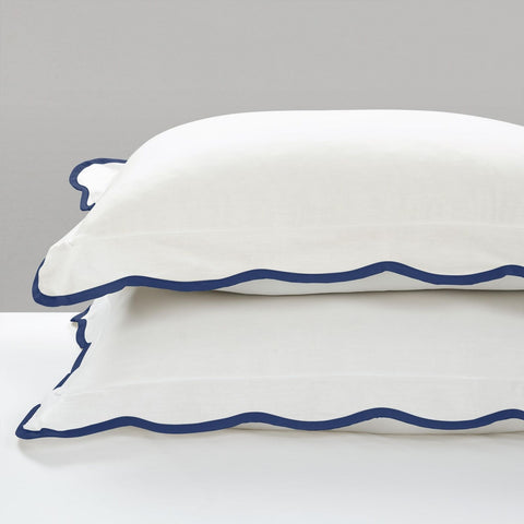 Lush Decor Coastal Chic Scallop Edge Comforter Set Navy/White 3 Piece Set Kin...