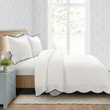 Lush Decor Coastal Chic Scallop Edge Comforter Set Navy/White 3 Piece Set Kin...