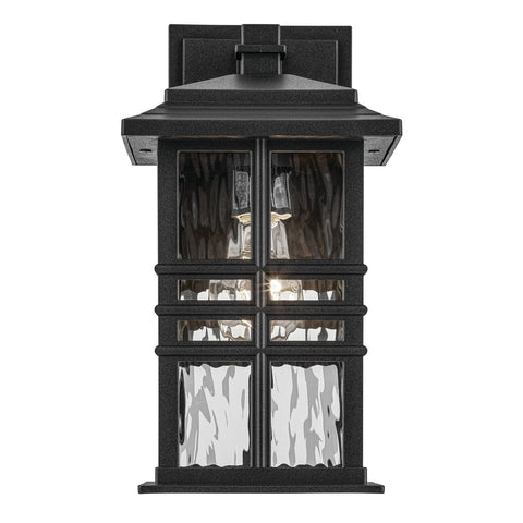 KICHLER Beacon Square 12" 1-Light Outdoor Wall Light with Clear Hammered Glas...