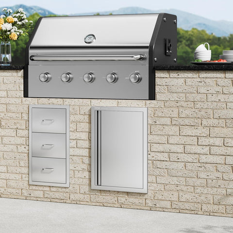 VEVOR BBQ Access Door 17W x 24H Inch, Vertical Single BBQ Door Stainless Stee...