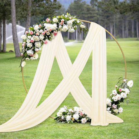 6 Panels Wedding Arch Fabric Drape Ivory 6 Yards Sheer Backdrop Curtain Chiff...