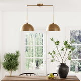 Nathan James Percy Modern 2-Light Pendant Island Light Fixture, Brass Hanging...