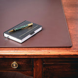 Dacasso 24&#8221; x 19&#8221; Chocolate Brown Leather Desk Pad w/Out Rails - Exe