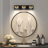 Brass LED Bathroom Lights Fixtures Over Mirror Modern 3 Light Black Bathroom ...