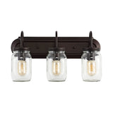 JONATHAN Y JYL7801A Gaines 3 Light Farmhouse Industrial Iron Mason Jar LED Va...