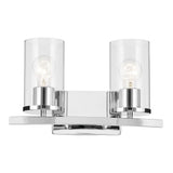 KICHLER Crosby 15.25" 2-Light Vanity Light with Clear Glass in Chrome, for Ba...