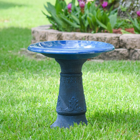 Arcadia Garden Products Fiberclay Bird Bath Outdoor Garden Decor, Antique Vin...
