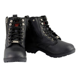 Milwaukee Leather MBL9320W Women's Black Premium Leather Wide-Width Lace-Up M...