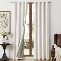 BULBUL 100% Blackout Velvet Curtains for Living Room 2 Panels, Cream Ivory 84...