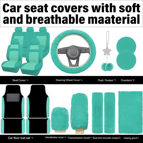 Car Seat Cover Full Set for Women with Waterproof Floor Mats,3D Air Mesh Car ...